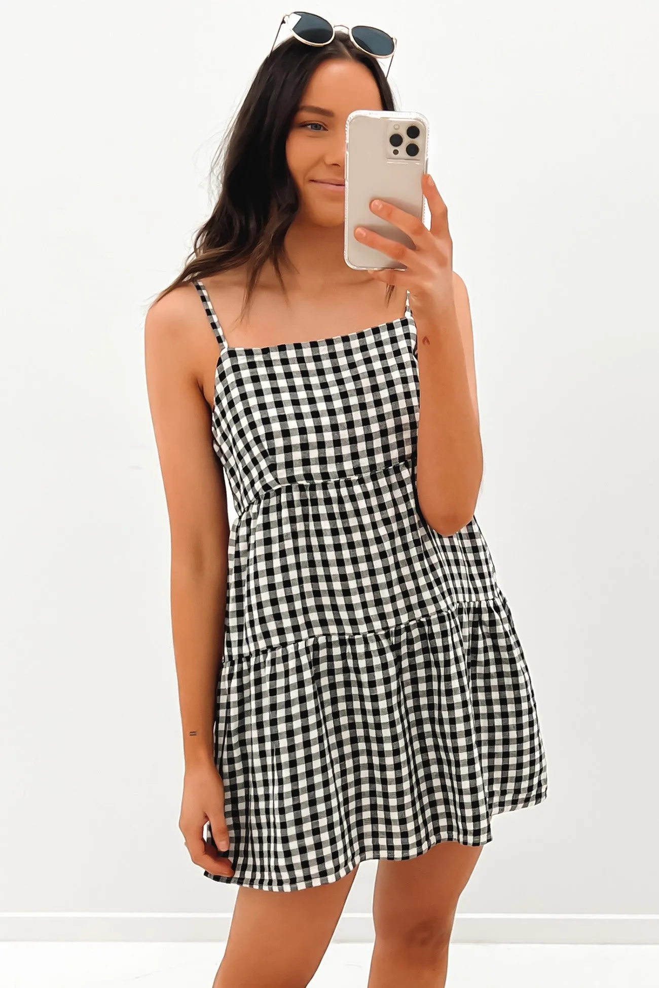 Adelaide Tiered Mini Dress Black