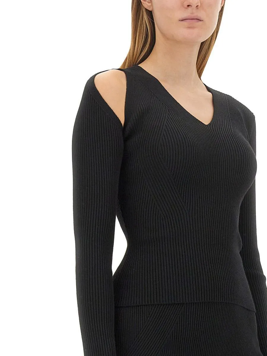 alexander mcqueen  |Casual Style Wool Rib V-Neck Long Sleeves Plain Party Style