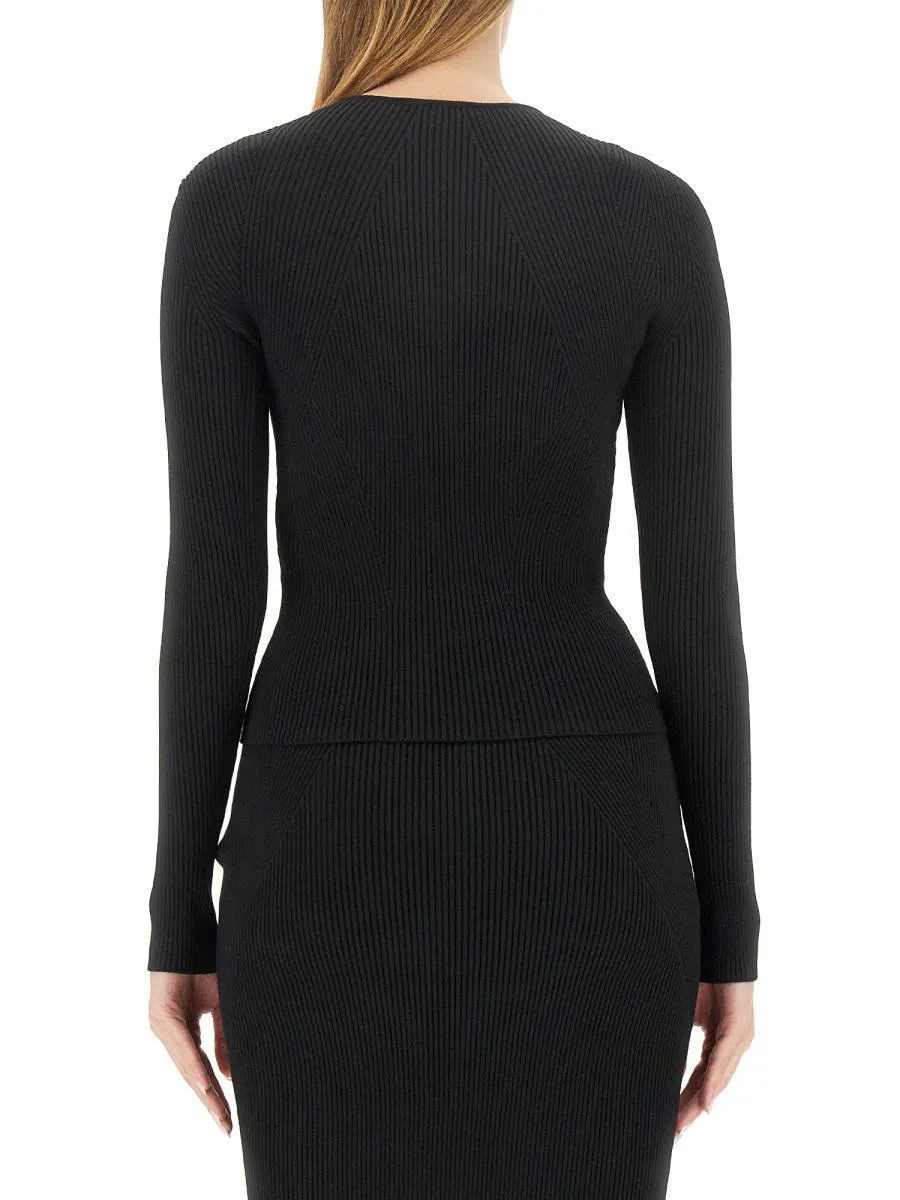 alexander mcqueen  |Casual Style Wool Rib V-Neck Long Sleeves Plain Party Style