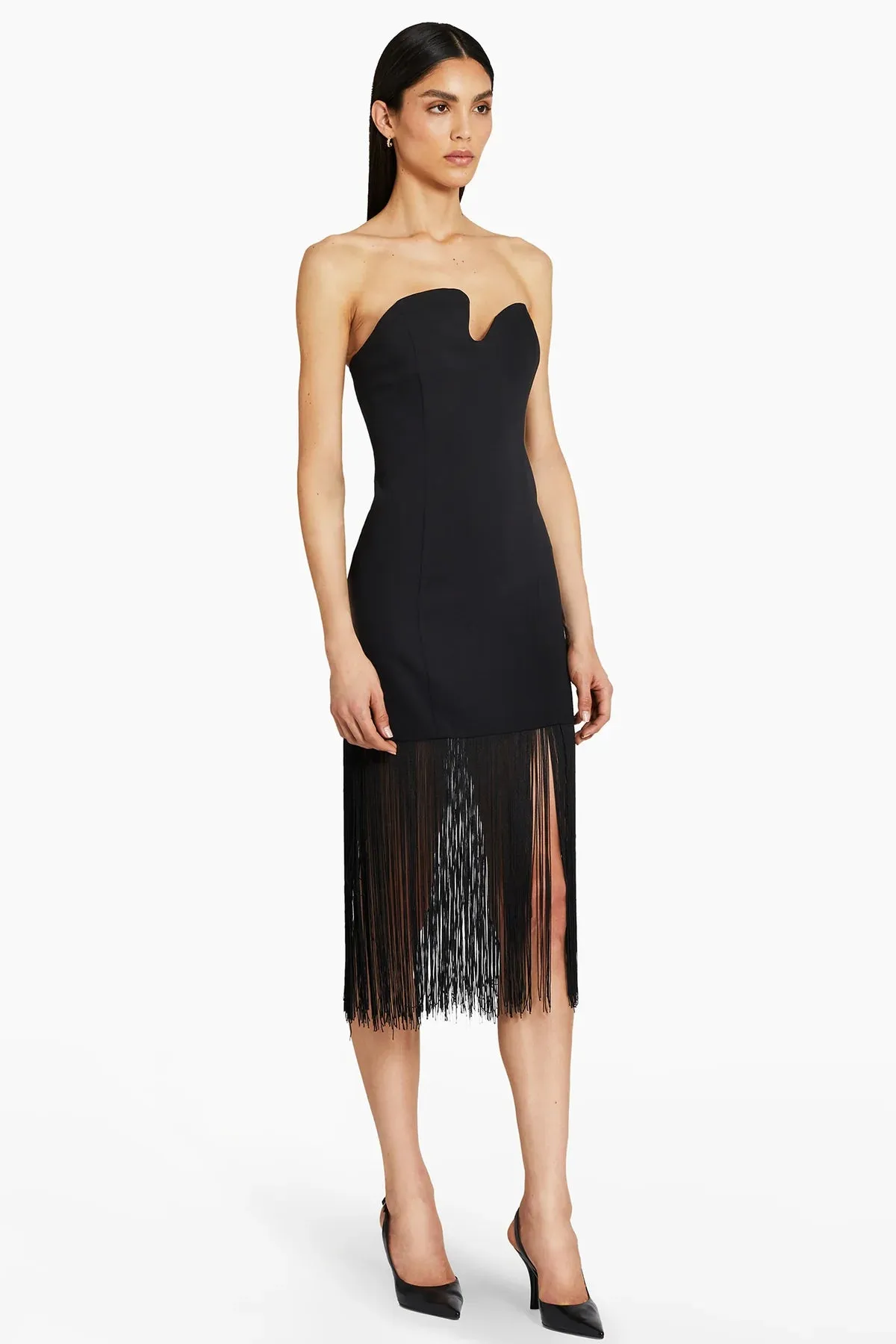 Amanda Uprichard - Strapless Puzzle Dress With Fringe - Black