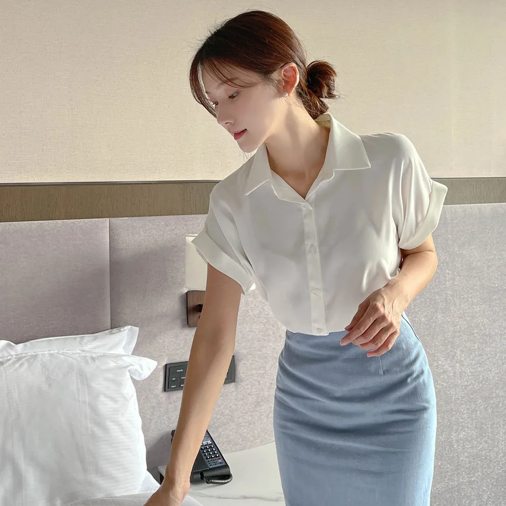 BADDIARY  |Casual Style Plain Short Sleeves Party Style Office Style