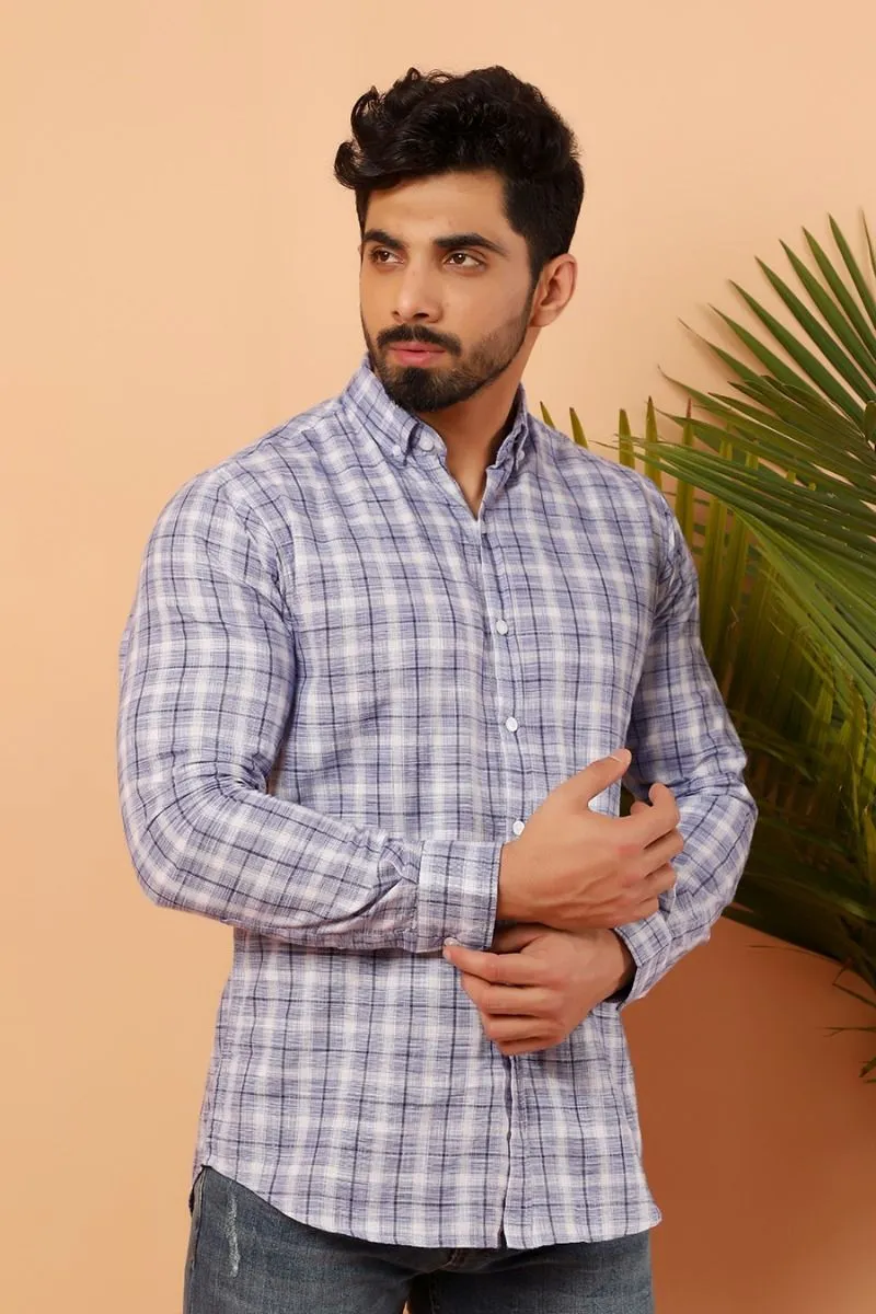 Blue Tartan Casual Shirt FS Slim Fit