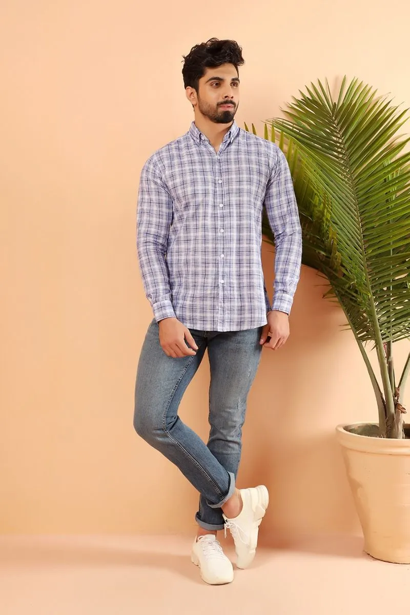 Blue Tartan Casual Shirt FS Slim Fit