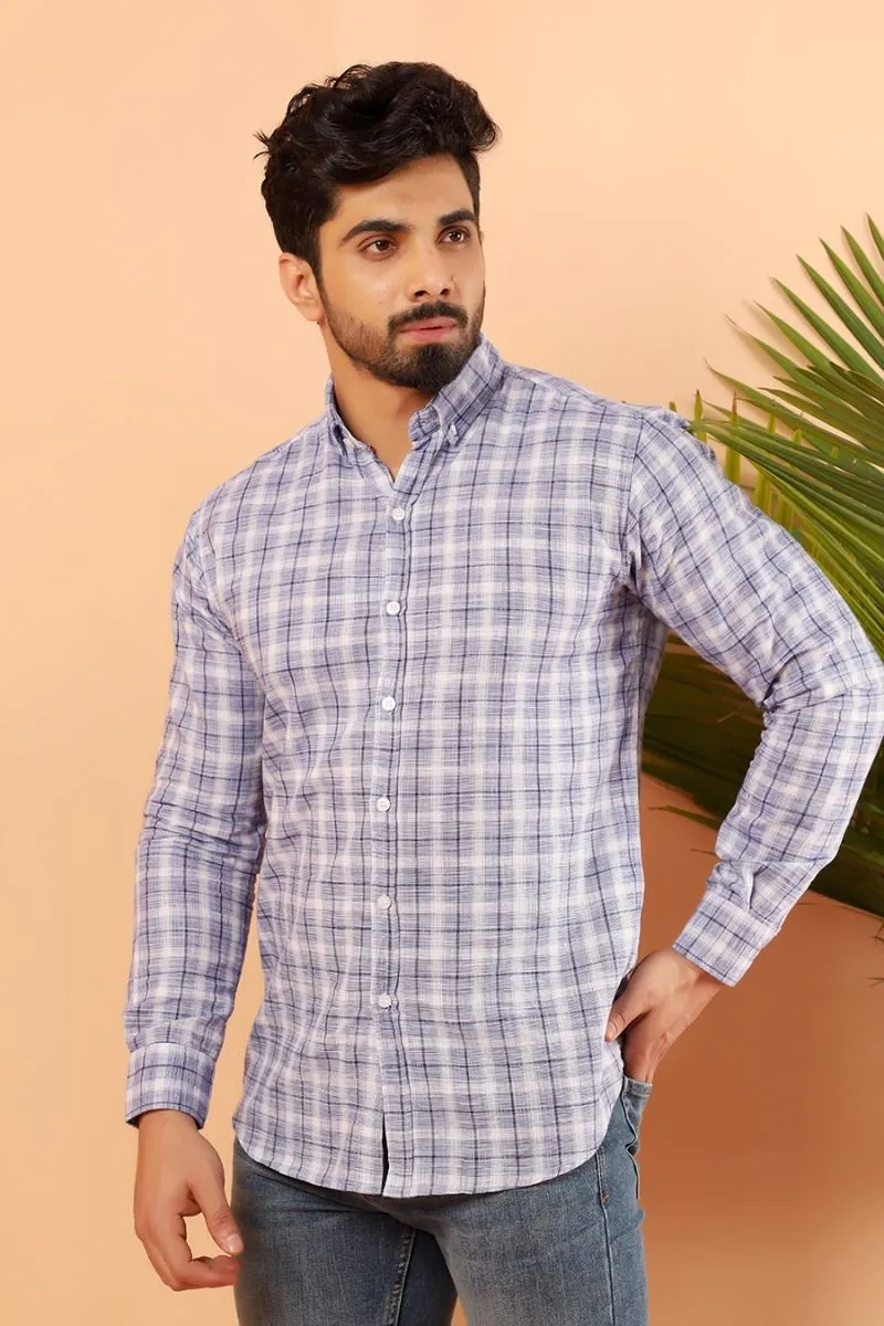 Blue Tartan Casual Shirt FS Slim Fit