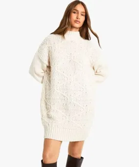 boohoo Womens Cable Detail Knitted Mini Dress