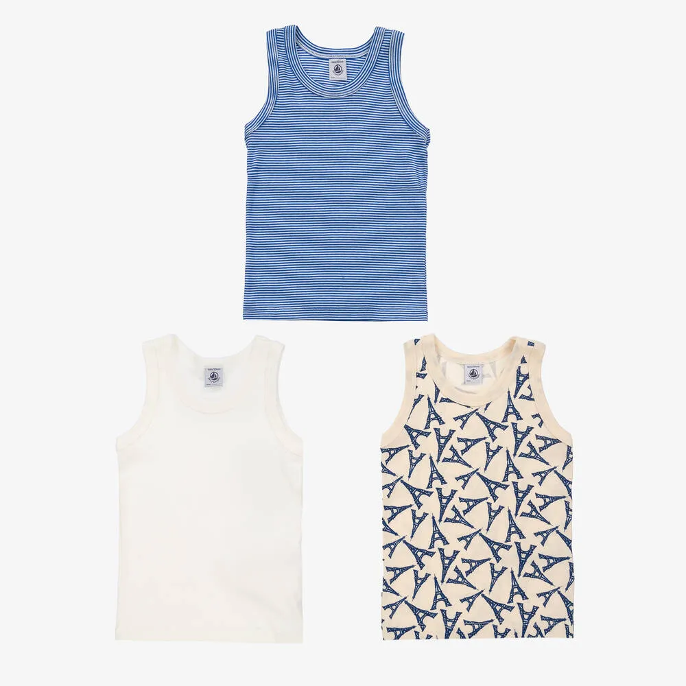 Boys Organic Cotton Vests (3 Pack)