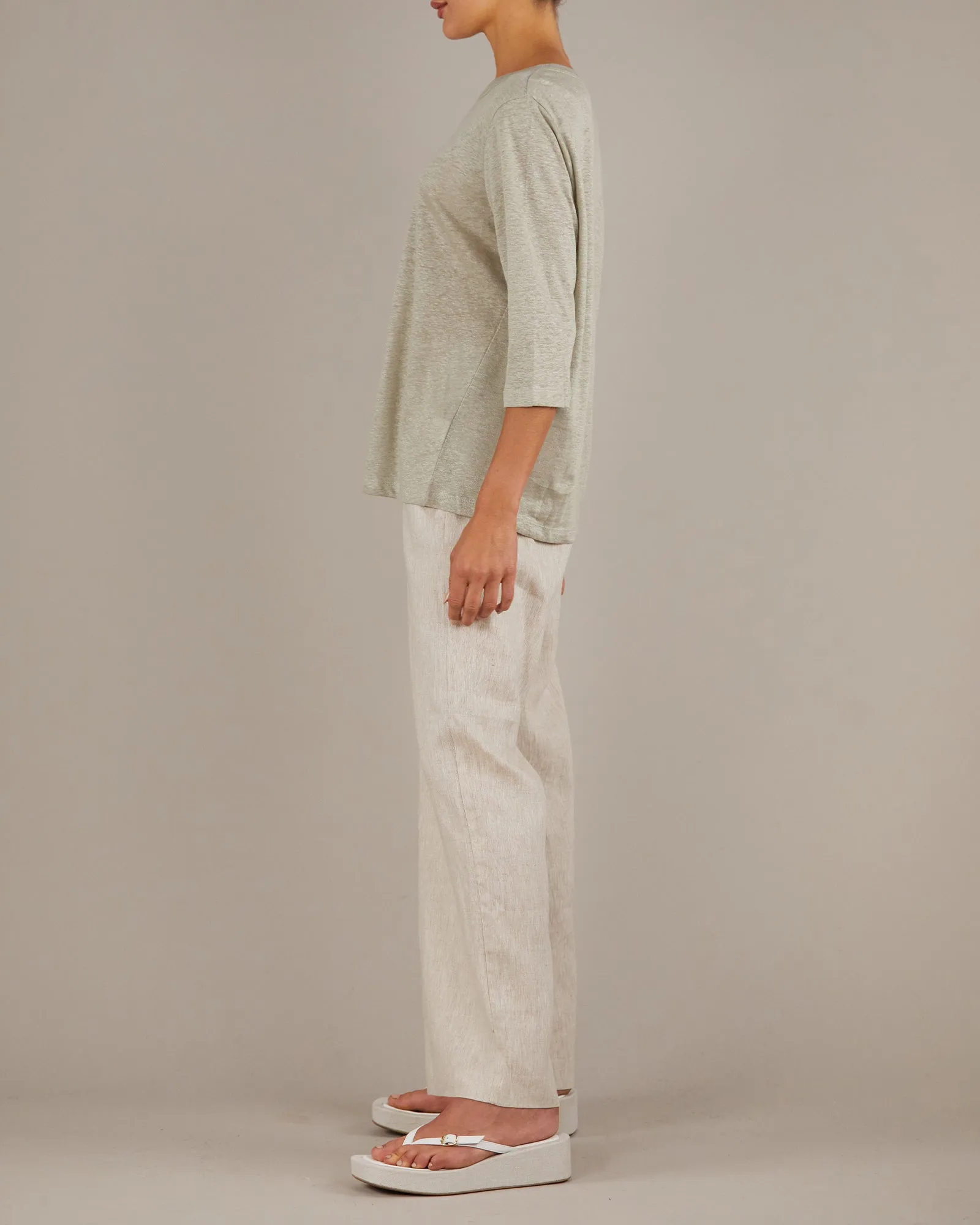 Bronte Linen Jersey Top - Sage