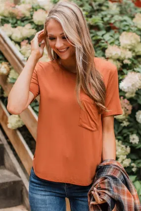 Casual Days Knit Pocket Top- Pumpkin