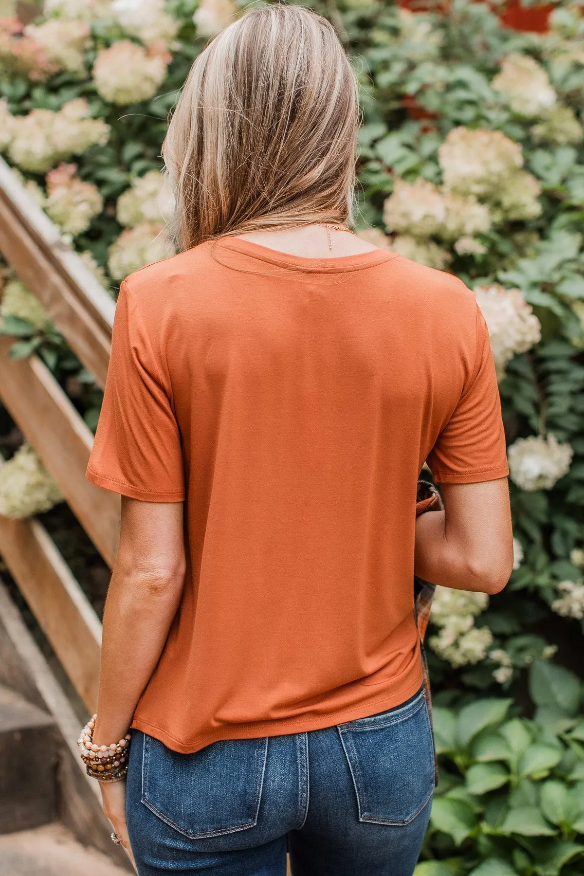 Casual Days Knit Pocket Top- Pumpkin