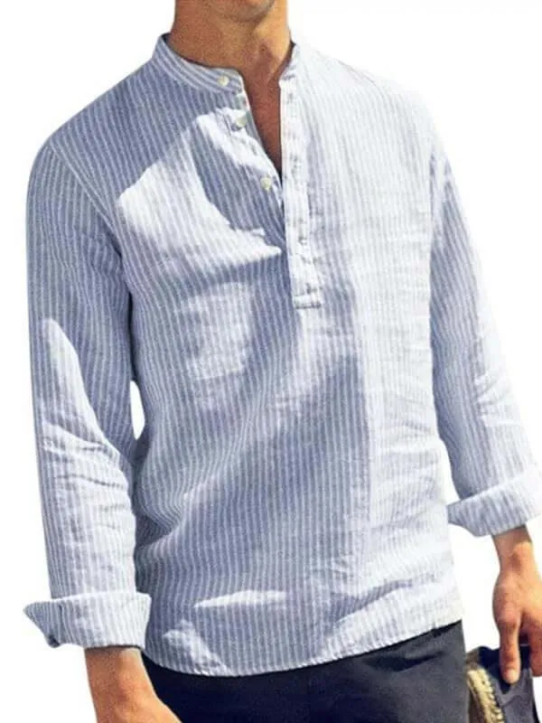 Casual Long Sleeve Striped Men Shirt