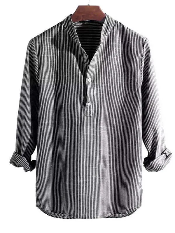 Casual Long Sleeve Striped Men Shirt