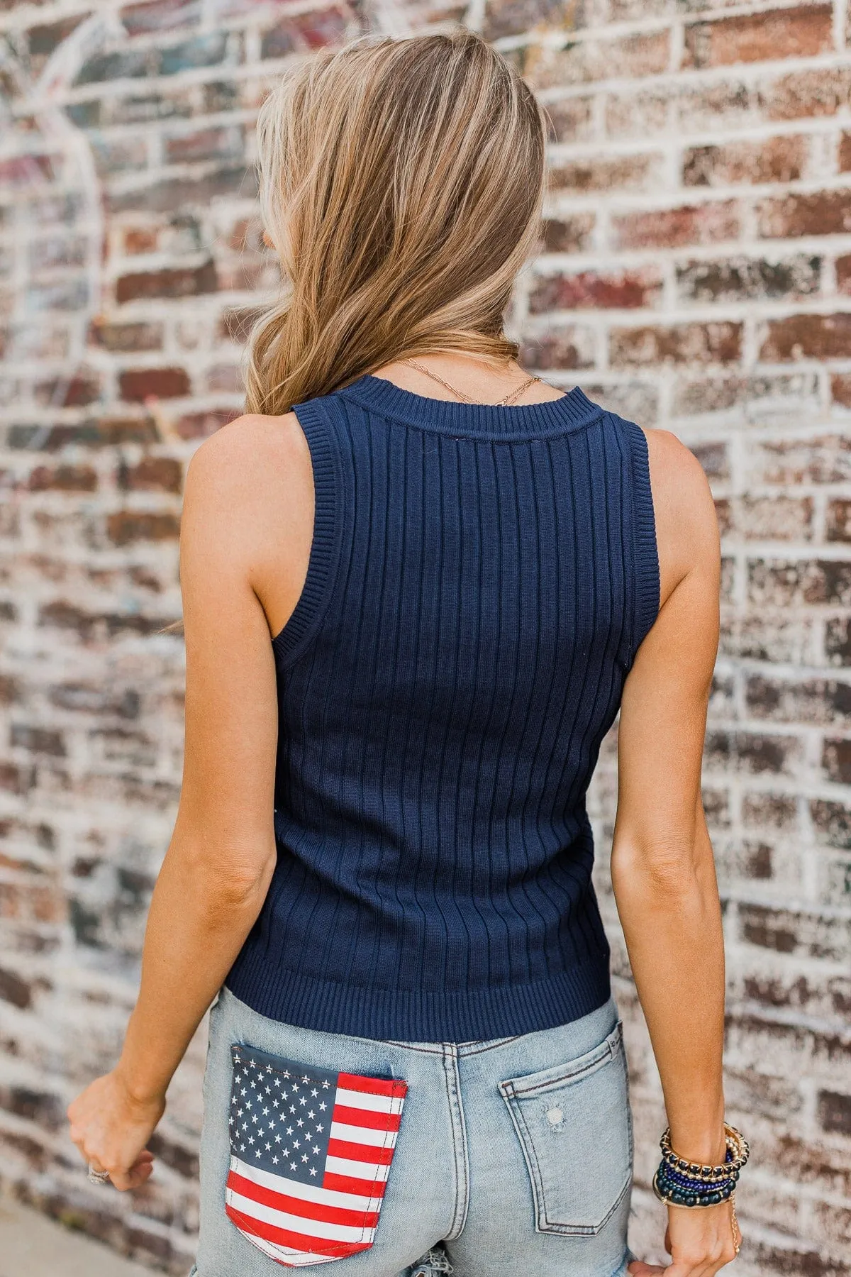 Casual Perfection Ribbed Tank Top- Dark Navy