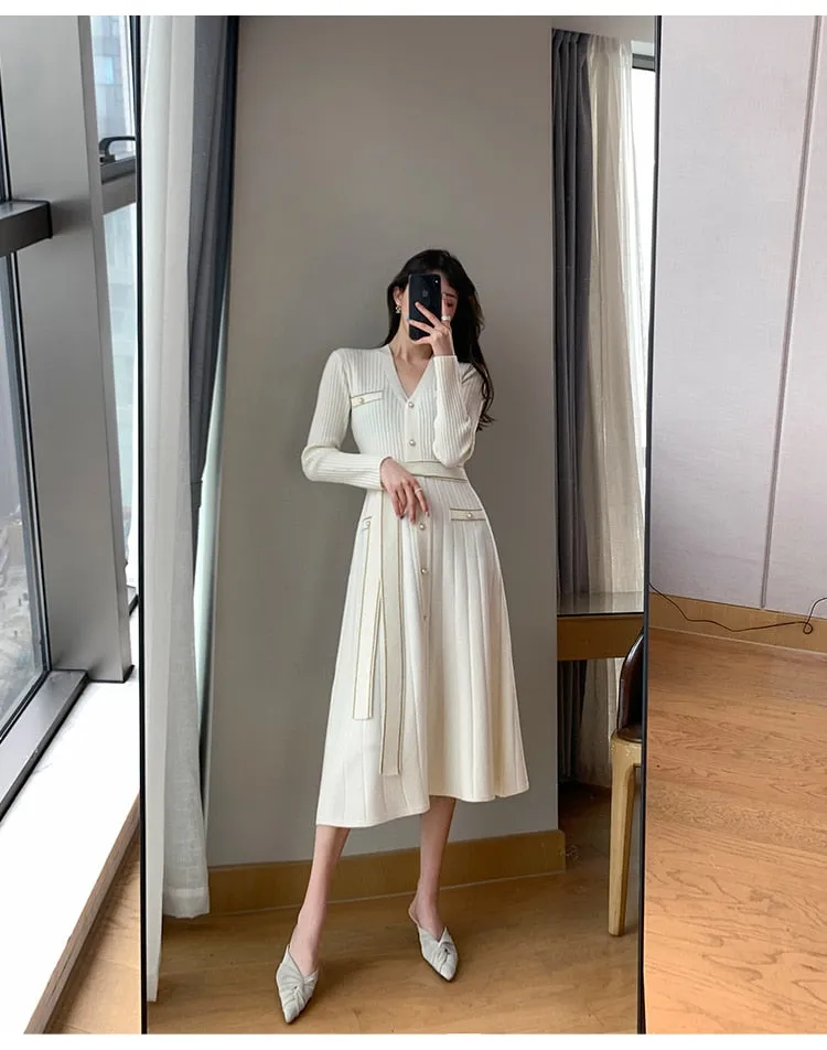 Casual Women's Solid High Stretch Single Breasted Ankle Length Dresses