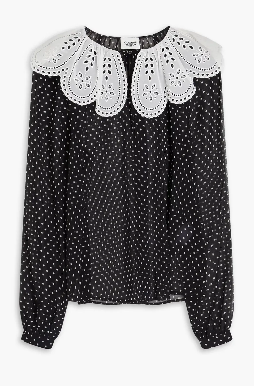 CLAUDIE PIERLOT  |Dots Casual Style Long Sleeves Office Style Elegant Style