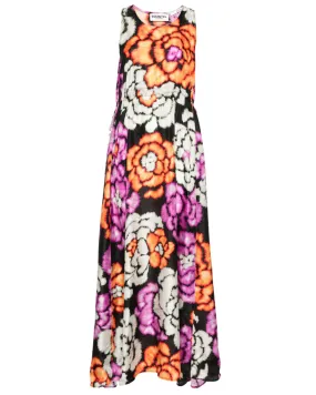 Combo Black Flowers Silk Maxi Dress