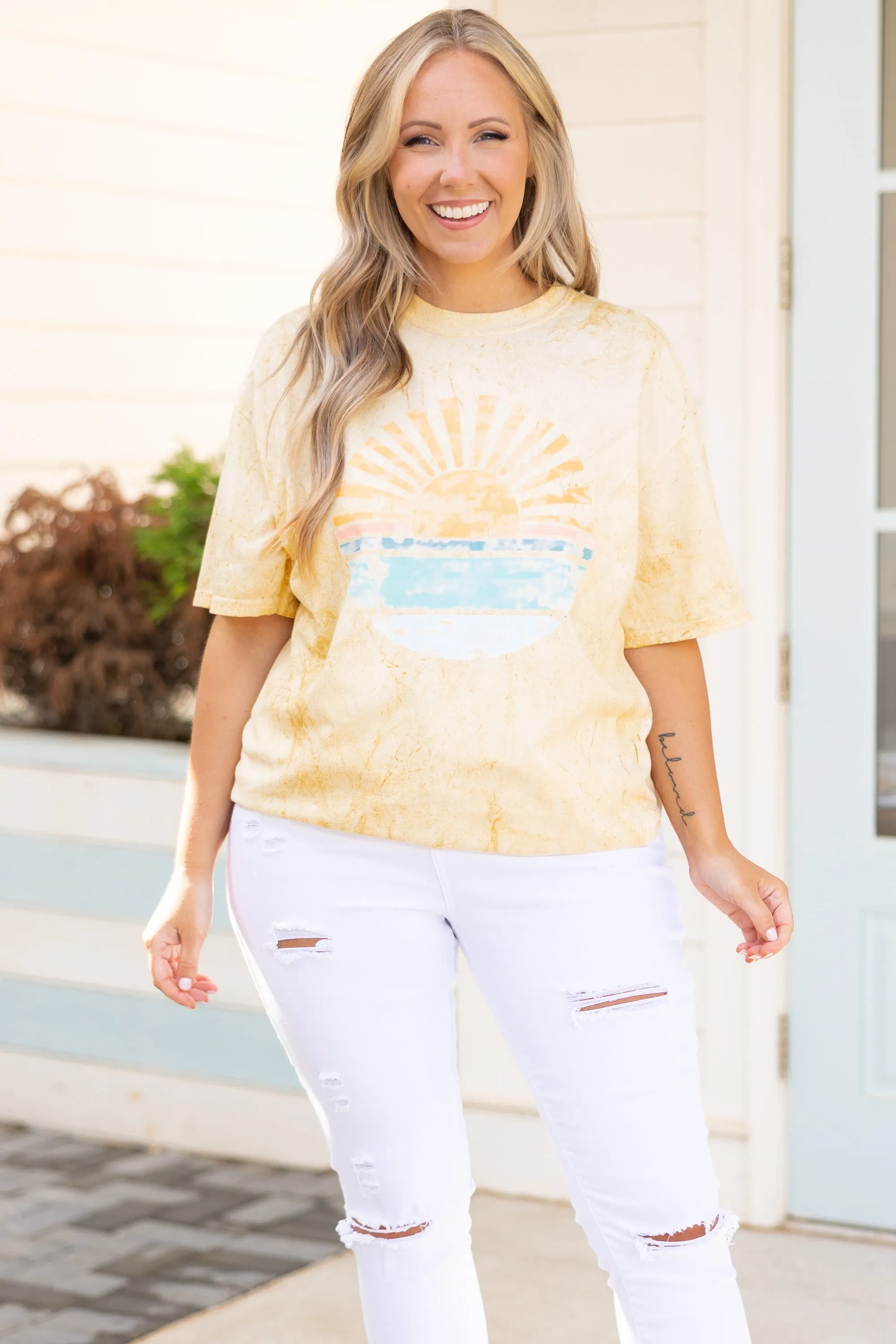 Comfort Colors: Stop And Watch The Sunset Tee, Butter