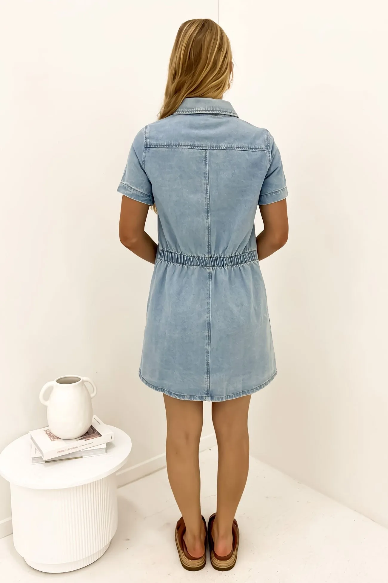 Corbin Denim Mini Dress Light Blue