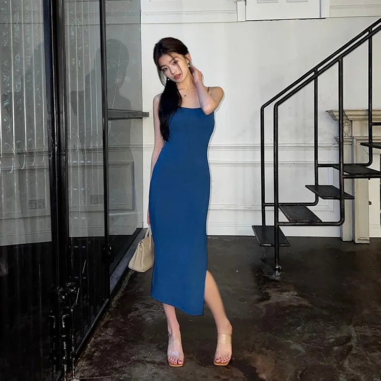 Deep Blue Slit Dress