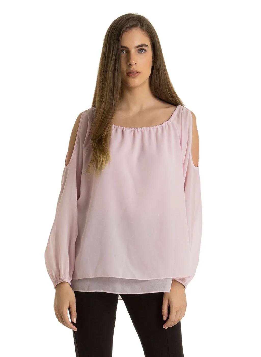 Double Layered Top With Sleeve Cut-Out