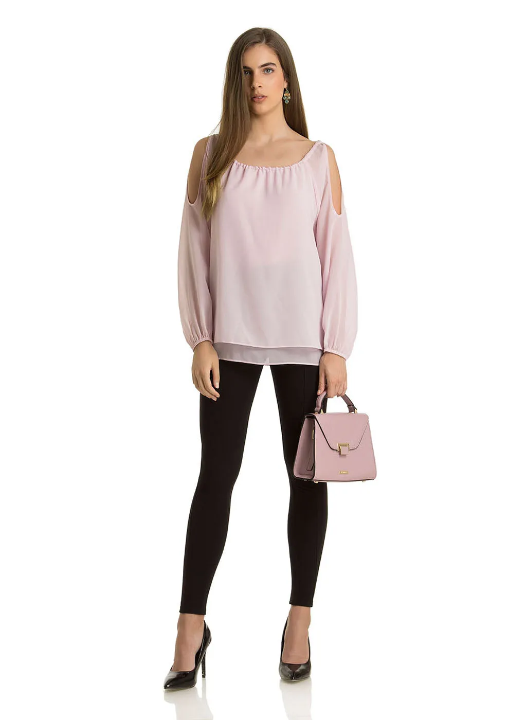 Double Layered Top With Sleeve Cut-Out