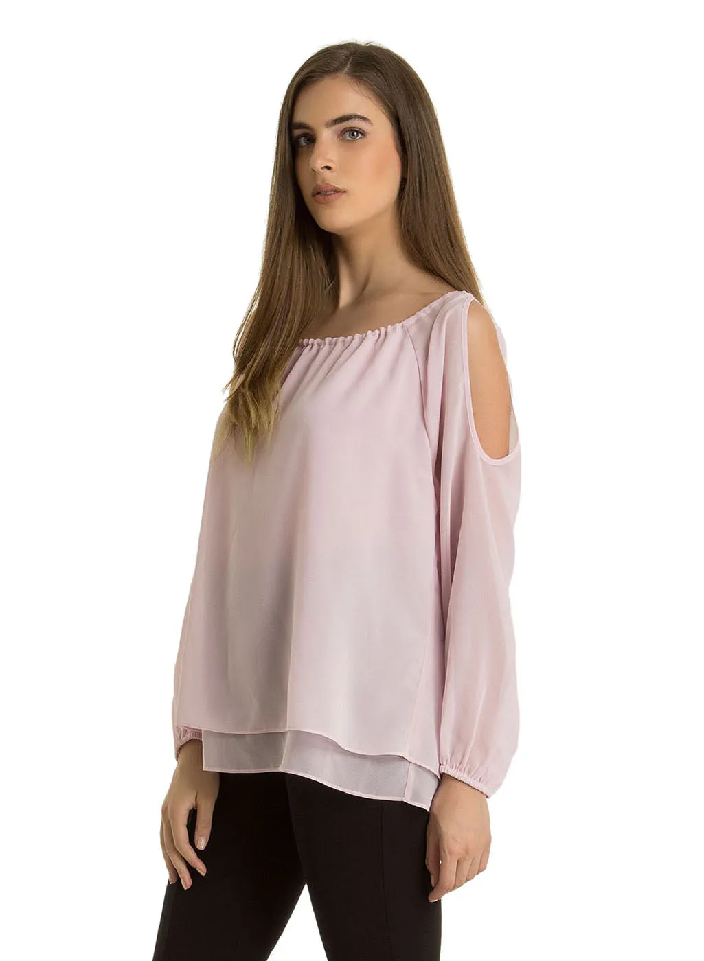 Double Layered Top With Sleeve Cut-Out