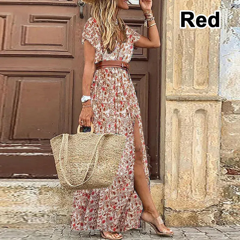 Dresses Elegant Robe Femme Casual Maxi Short Sleeve