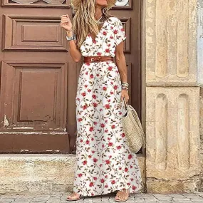 Dresses Elegant Robe Femme Casual Maxi Short Sleeve