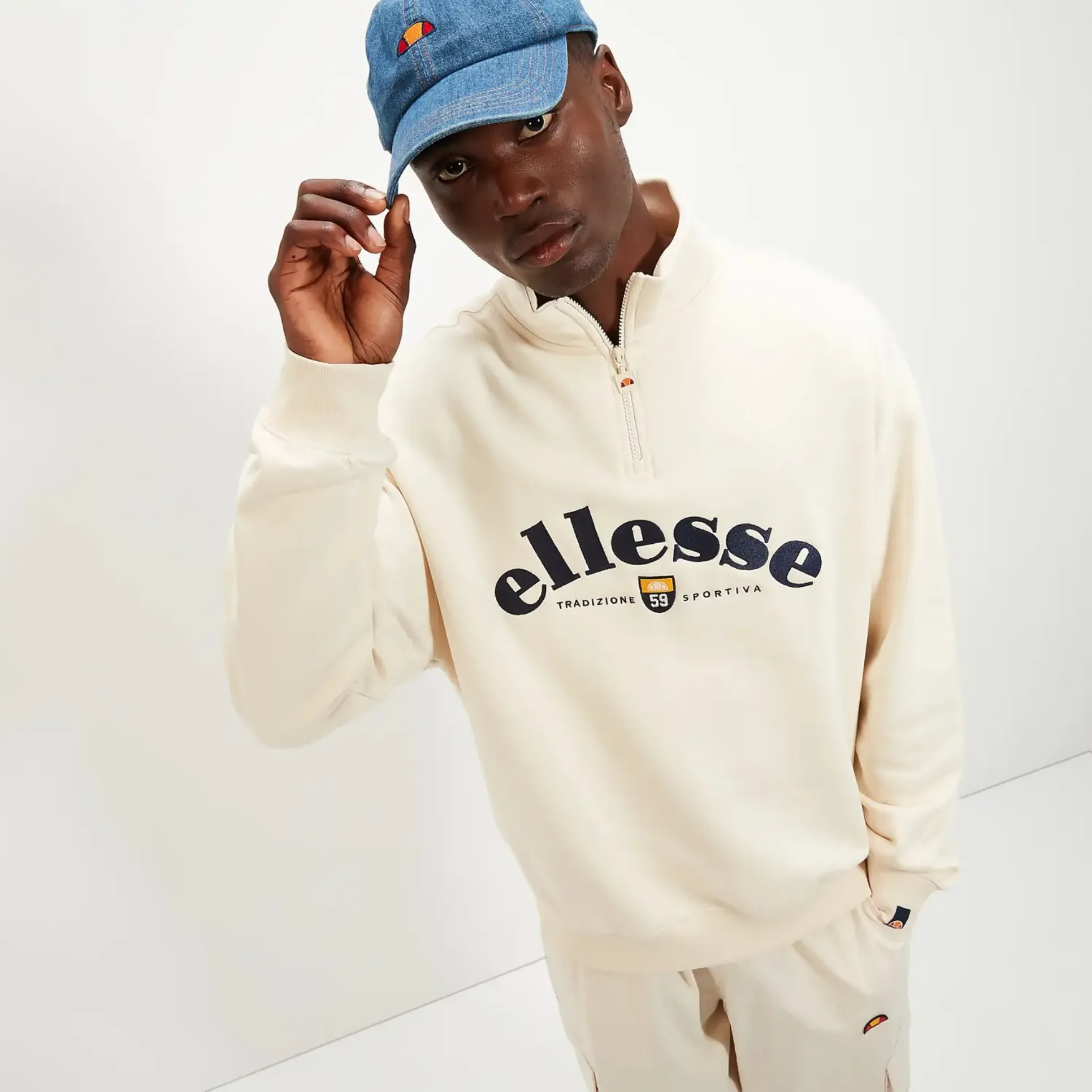 Ellesse Roane 1/4 Zip Top Off White