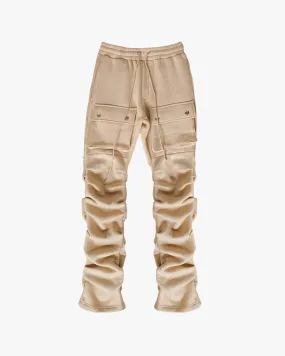 EPTM STACKED CARGO SWEATPANTS-KHAKI