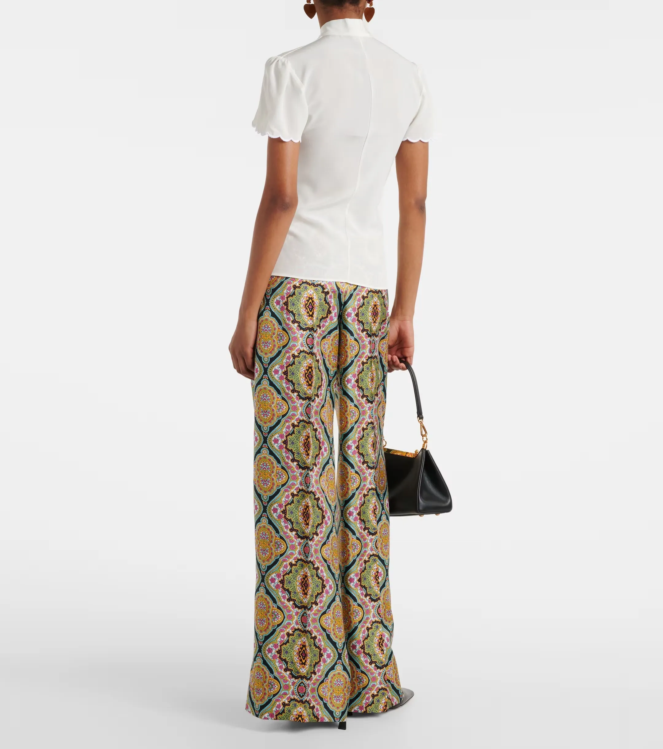 ETRO  |Silk Plain Short Sleeves Party Style Office Style