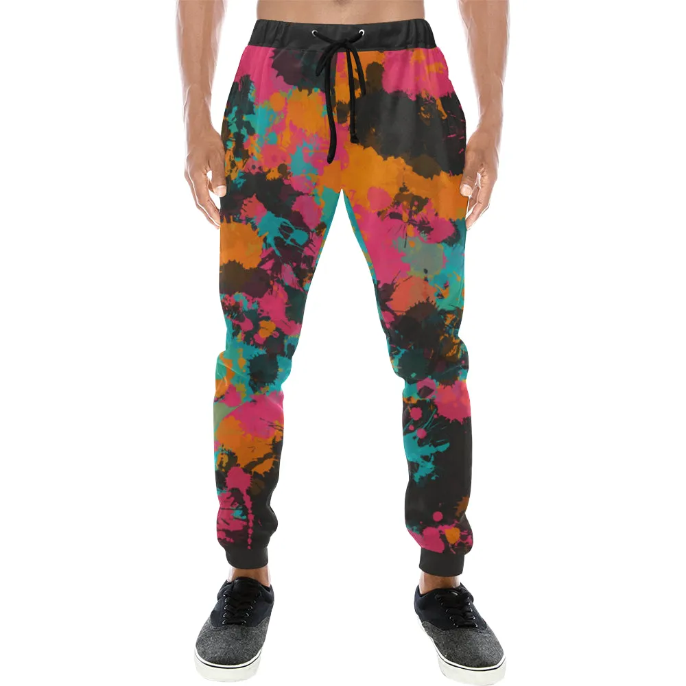 Fiesta Colors Paint Splatter Men's Big & Tall All Over Print Jogger Sweatpants