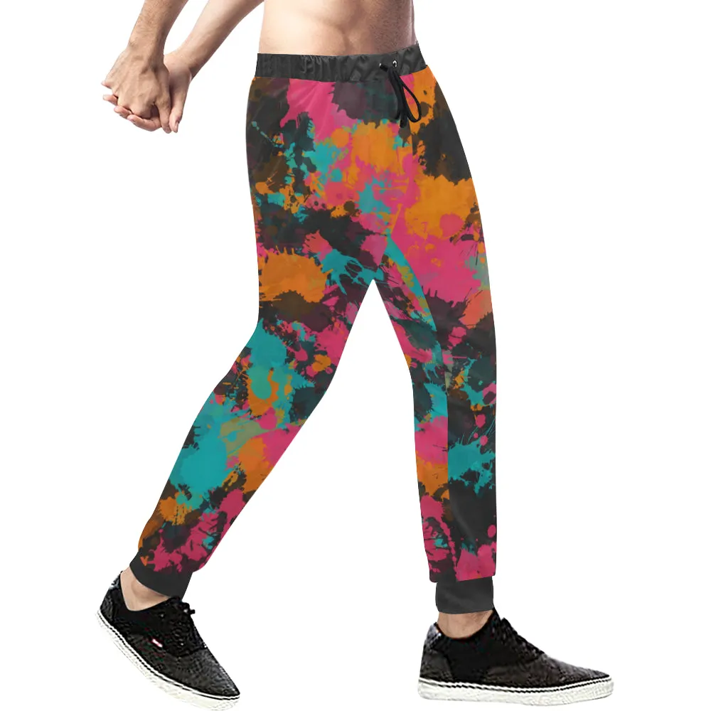 Fiesta Colors Paint Splatter Men's Big & Tall All Over Print Jogger Sweatpants