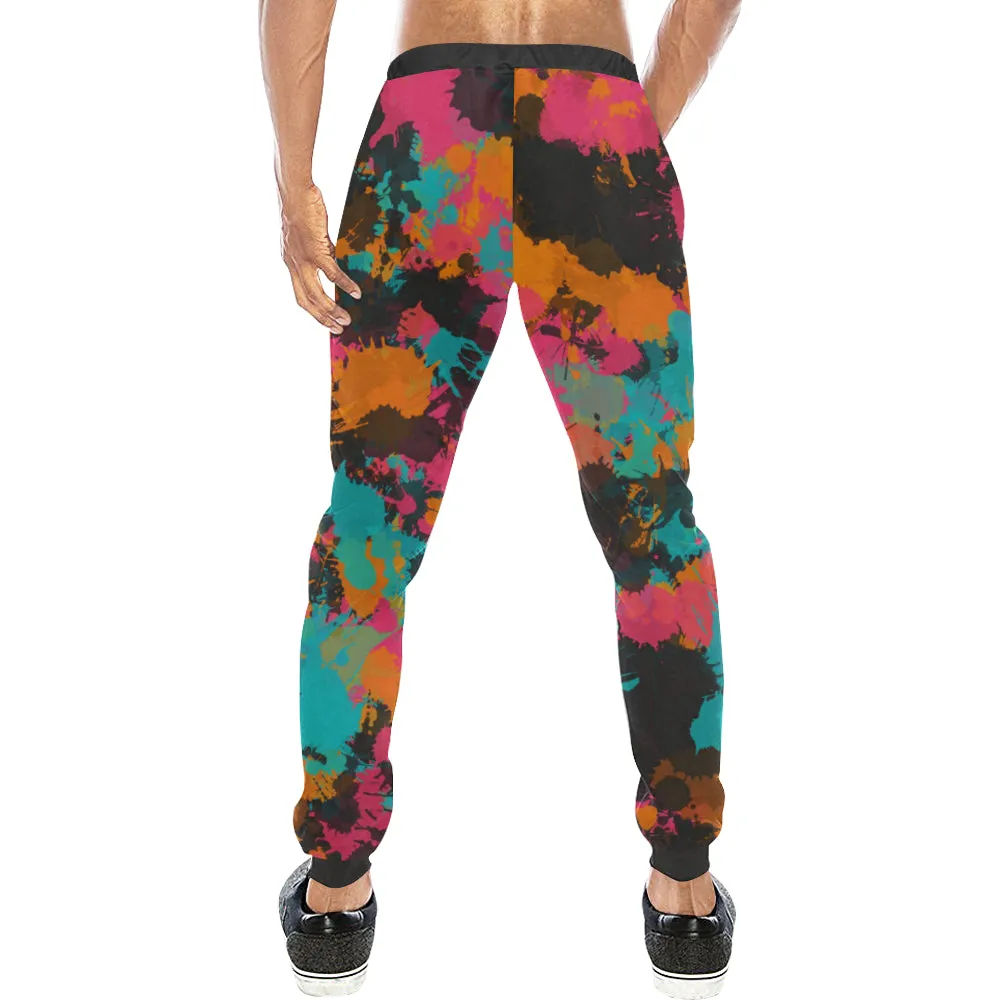 Fiesta Colors Paint Splatter Men's Big & Tall All Over Print Jogger Sweatpants