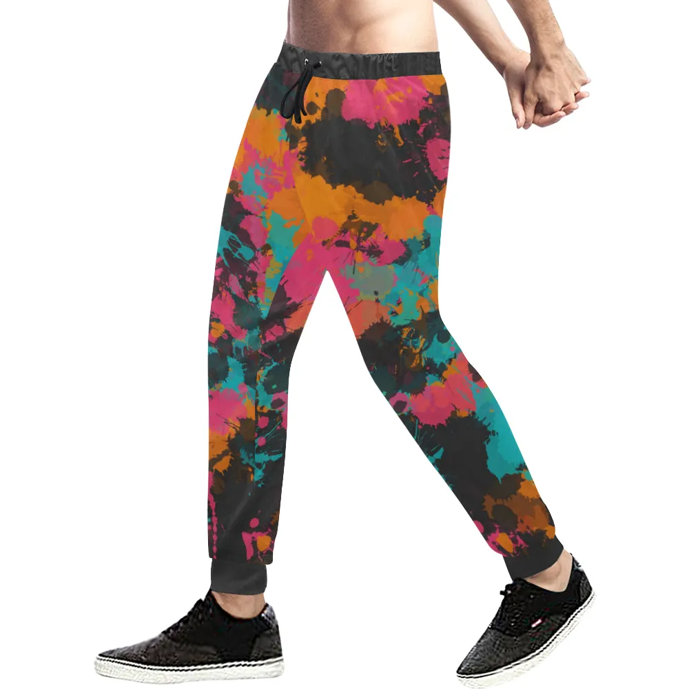 Fiesta Colors Paint Splatter Men's Big & Tall All Over Print Jogger Sweatpants