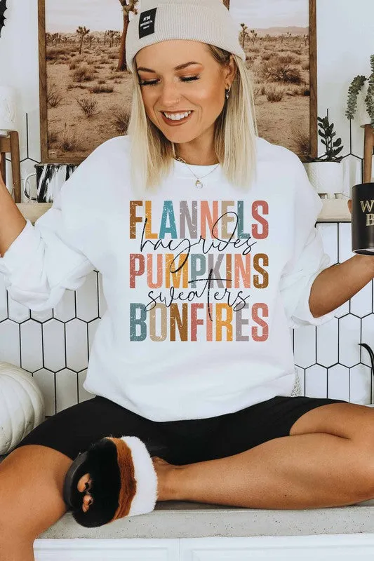 FLANNELS PUMPKINS BONFIRES GRAPHIC SWEATSHIRT