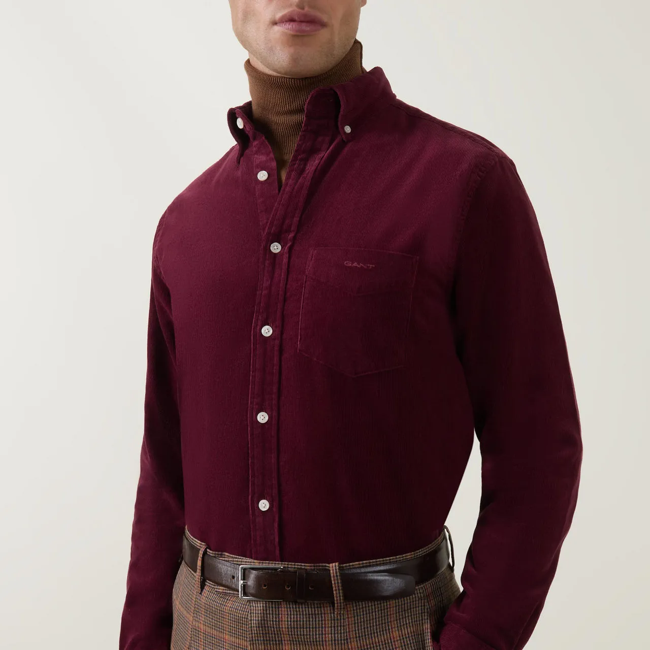 GANT Corduroy Regular-Fit Casual Shirt - Wine