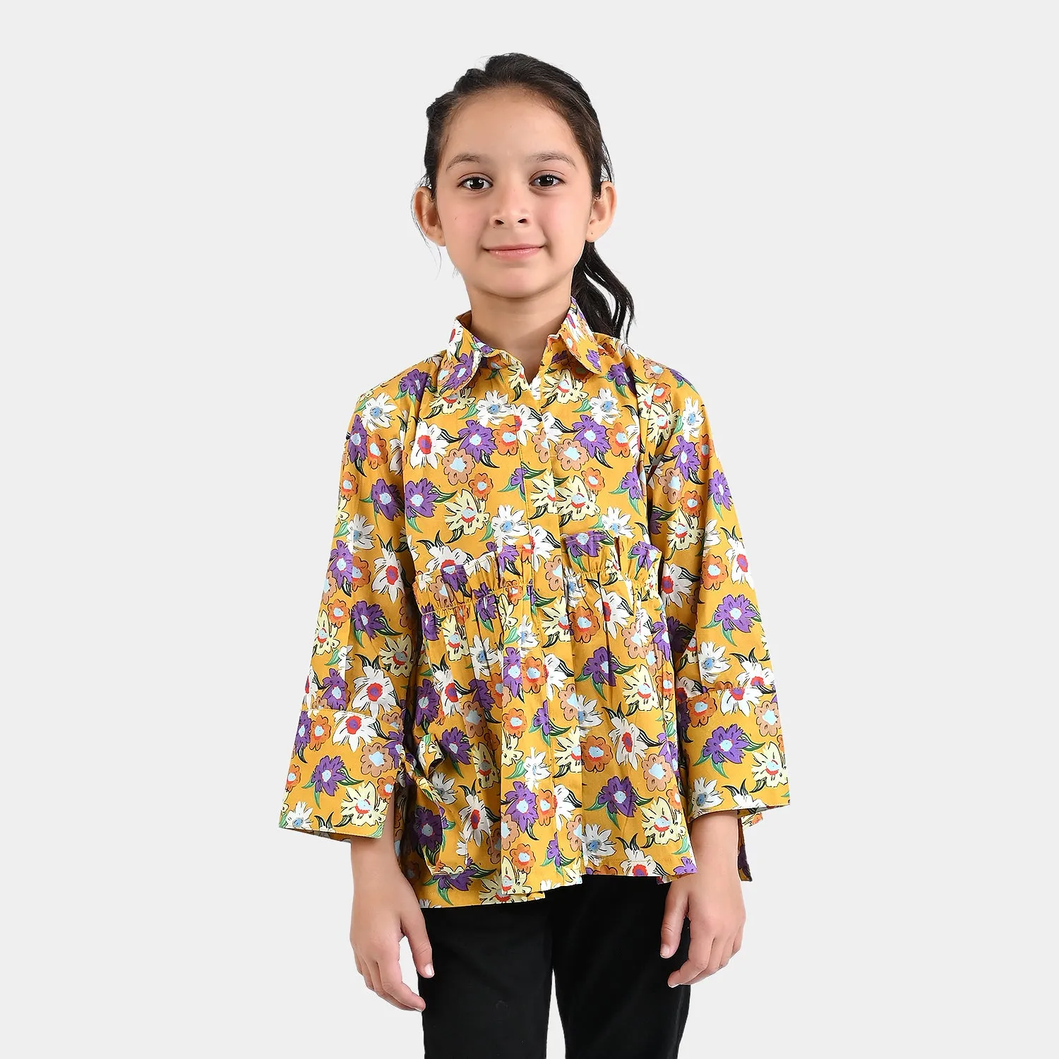 Girls Cotton Poplin Casual Top ivy-Yellow