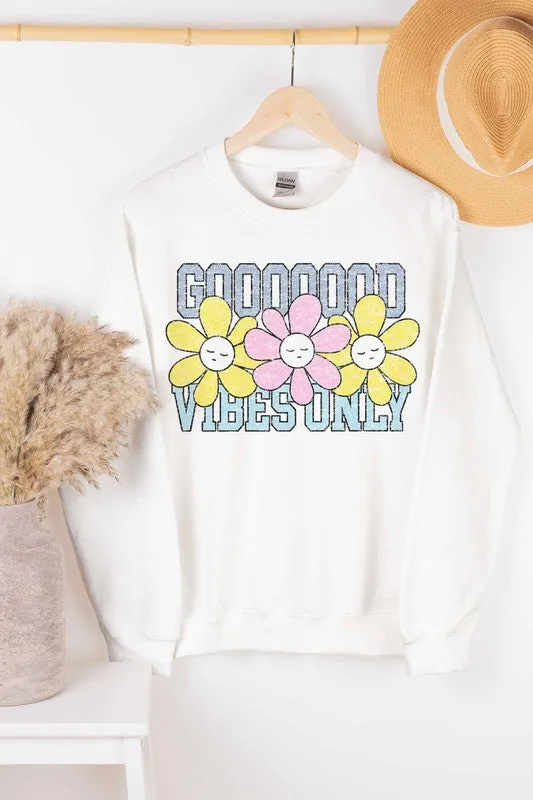 GOOD VIBES ONLY GRAPHIC SWEATSHIRT PLUS SIZE