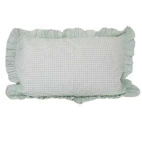 Green gingham frilly pillowcase