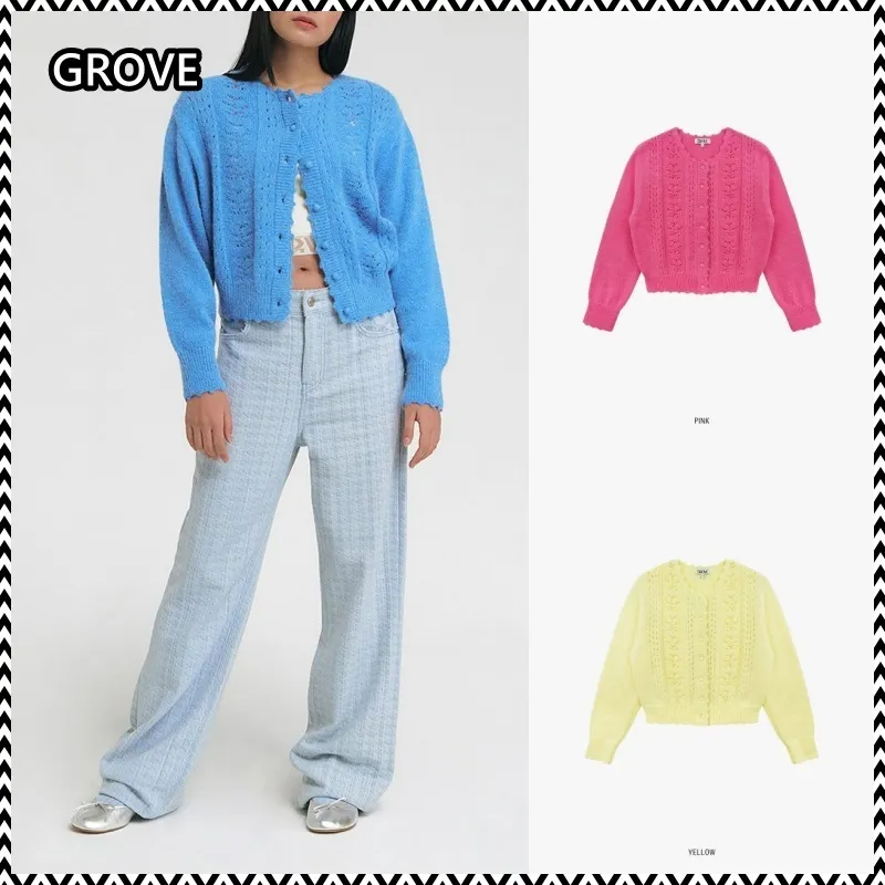 GROVE  |Casual Style Long Sleeves Plain Party Style Office Style