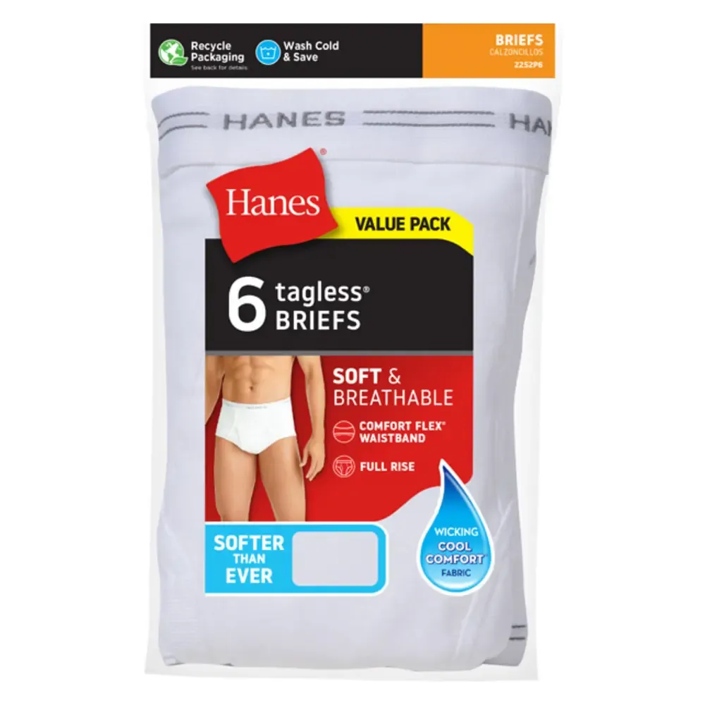 Hanes Tagless Briefs- 6 pack