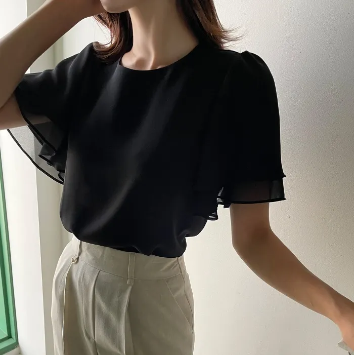 I AM MARI  |Plain Short Sleeves Party Style Office Style Formal Style