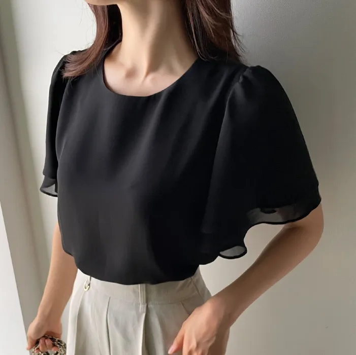 I AM MARI  |Plain Short Sleeves Party Style Office Style Formal Style