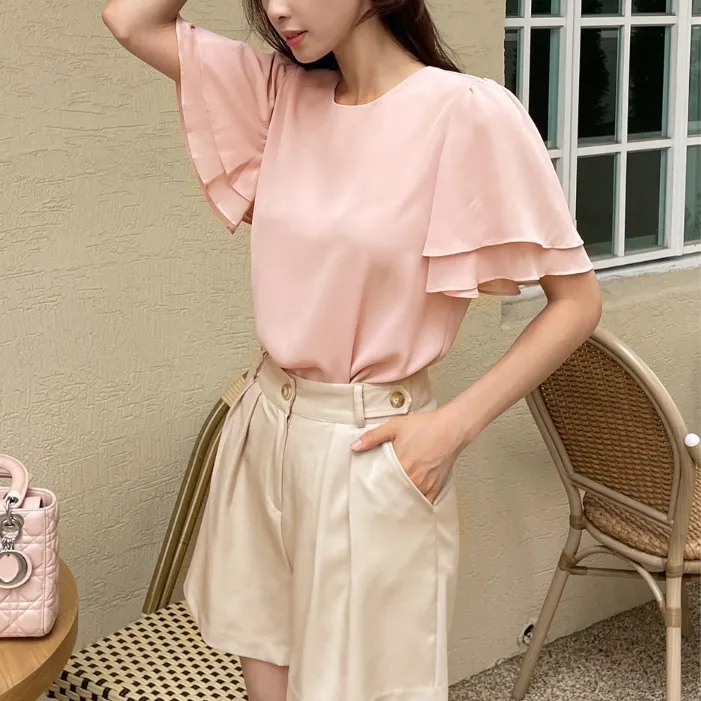 I AM MARI  |Plain Short Sleeves Party Style Office Style Formal Style