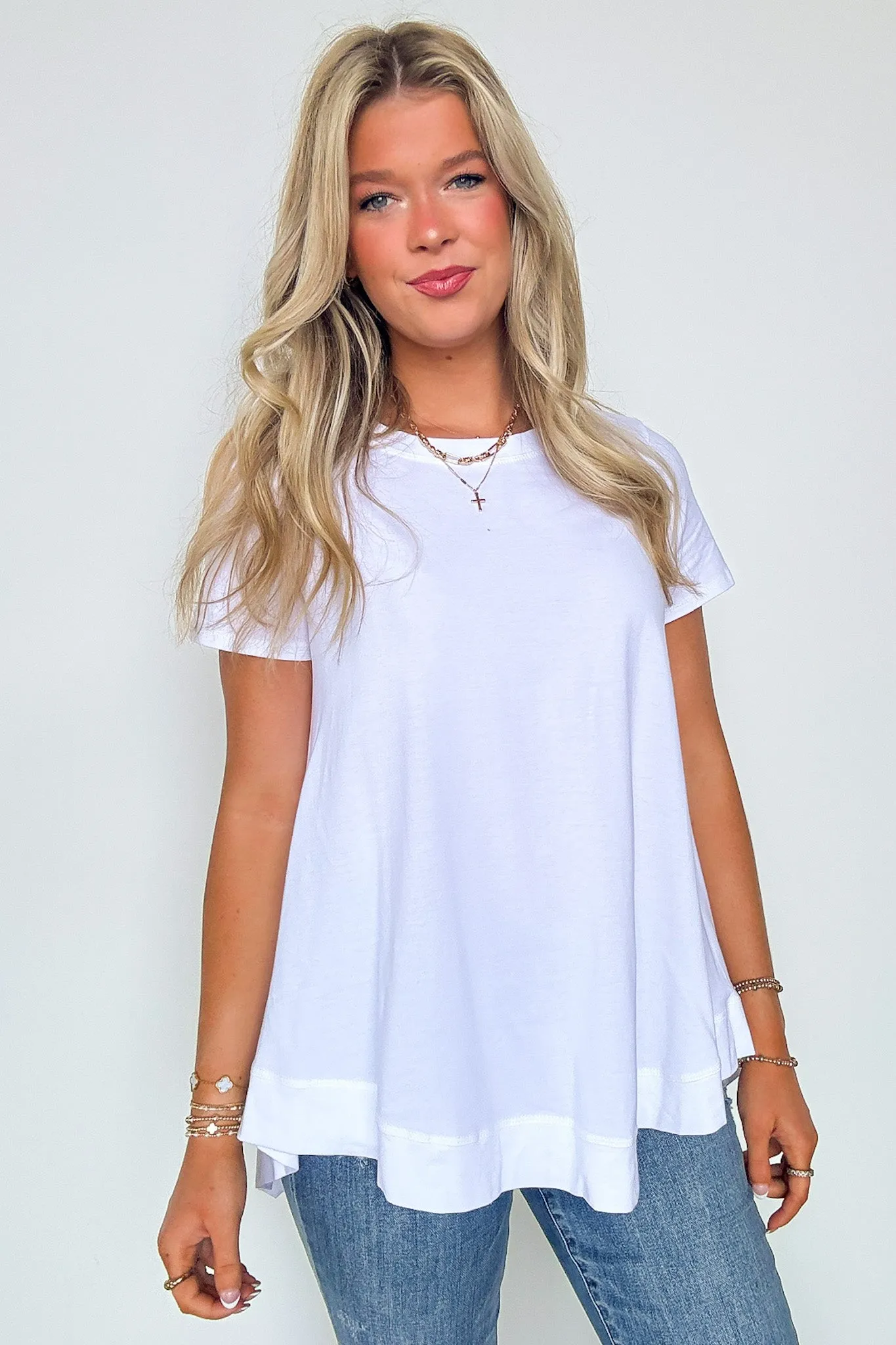 Kallieann Asymmetrical Short Sleeve Top