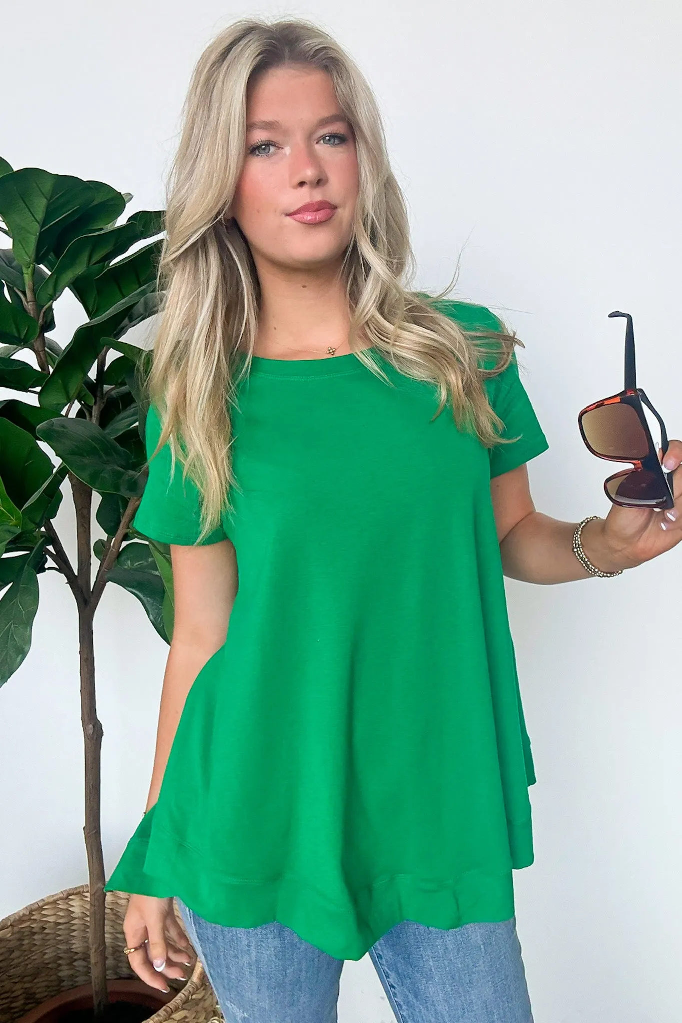 Kallieann Asymmetrical Short Sleeve Top