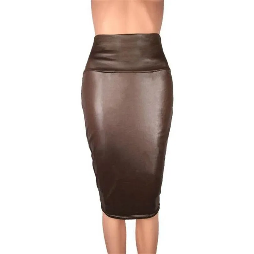 Leather Skirt Back Split Bodycon