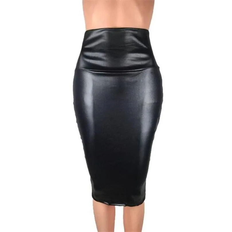 Leather Skirt Back Split Bodycon