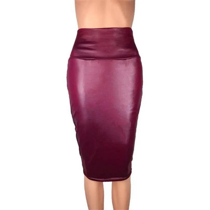 Leather Skirt Back Split Bodycon