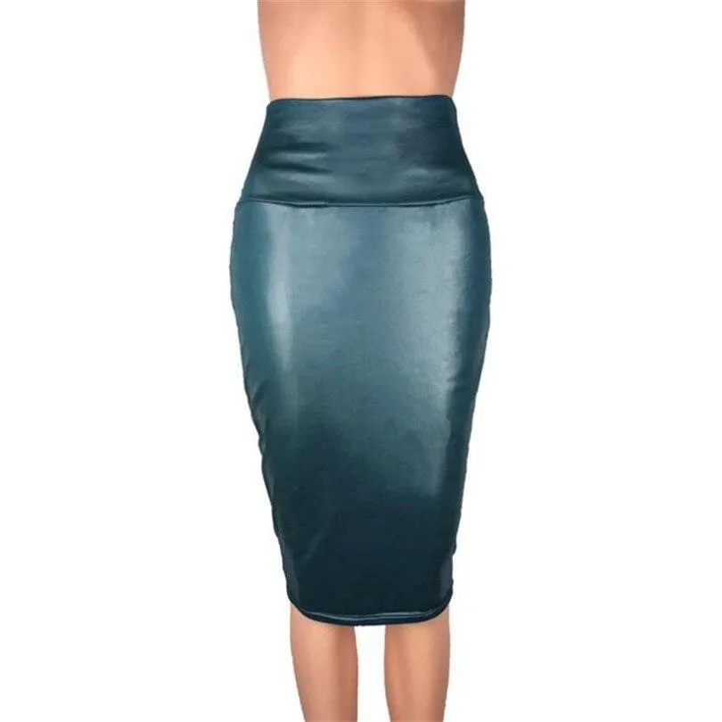 Leather Skirt Back Split Bodycon